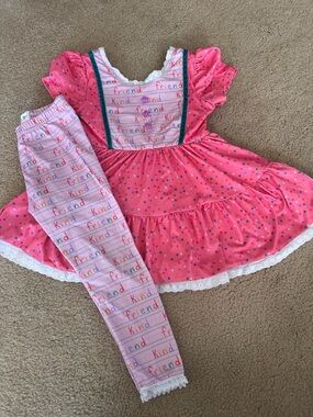 Makena Lane 'Kind Friend' Girls Matching Set - Dress & Leggings 4